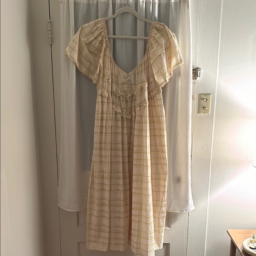 Verge Girl Cream Smocked Midi Sundress